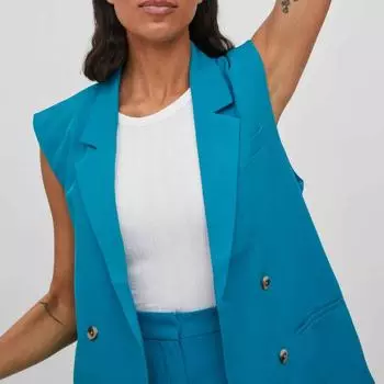 Женский двубортный пиджак без рукавов стрейч VILA