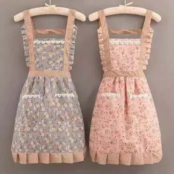 Женский дышащий холщовый фартук с двойным карманом - дизайн юбки принцессы, устойчивый к загрязнениям и износу для использования дома и на кухне