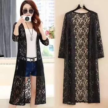 Женский дышащий повседневный тонкий кардиган большого размера с длинной курткой 5XL