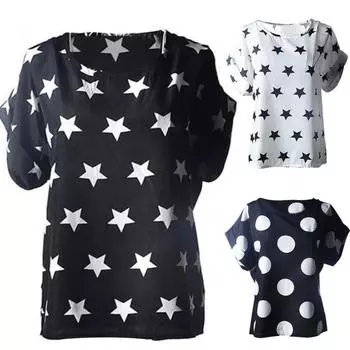 Женский дышащий топ с волнистой точкой, повседневная свободная блузка с коротким рукавом