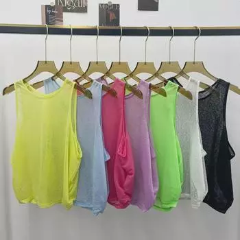 Женский дышащий жилет для йоги: Свободный крой, круглый вырез, идеально подходит для бега и фитнеса 4