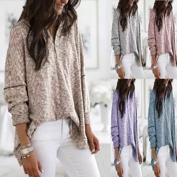 Женский джемпер, пуловер с длинными рукавами, женский трикотаж с V-образным вырезом, трикотажные топы S розовый