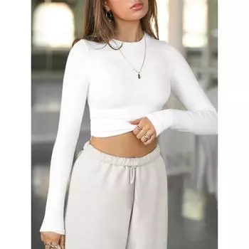 Женский джемпер с длинным рукавом и внутренней частью снизу S белый