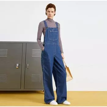 Женский джинсовый комбинезон 2025 Весна Осень Регулируемые лямки Карманный комбинезон Женский повседневный Широкие брюки Комбинезоны Ретро Уличная одежда S светло-синий