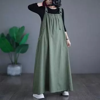 Женский джинсовый комбинезон Свободное платье-джемпер без рукавов в стиле бохо из джинсовой ткани M синий