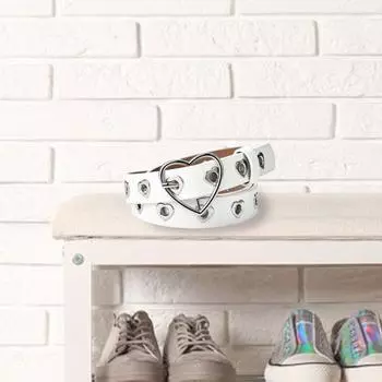 Женский джинсовый ремень с пряжкой в форме сердца, полый декоративный ремень, регулируемая длина, дизайн с несколькими отверстиями, пояс из искусственной кожи кофейный