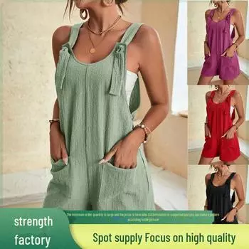 Женский европейский и американский летний повседневный модный комбинезон с шортами на подтяжках 2023 года S