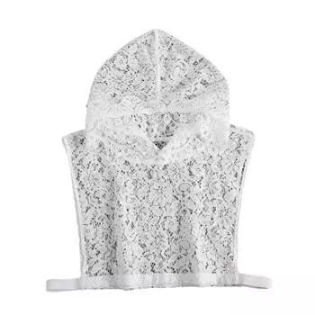 Женский фальшивый воротник с капюшоном, без рукавов, прозрачный, вышивка, кружево, цветок, фальшивая толстовка с капюшоном, аксессуар для толстовки белый