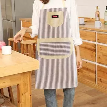 Женский фартук с карманом, водонепроницаемый регулируемый ремень, полосатый маслостойкий кухонный сарафан для шеф-повара для приготовления пищи, выпечки, ресторана кофейный
