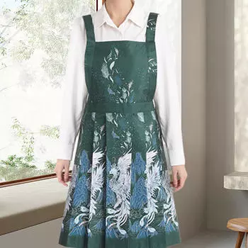 Женский фартук в китайском стиле, рабочая ткань, кухонный фартук для уборки и личной гигиены зелёный