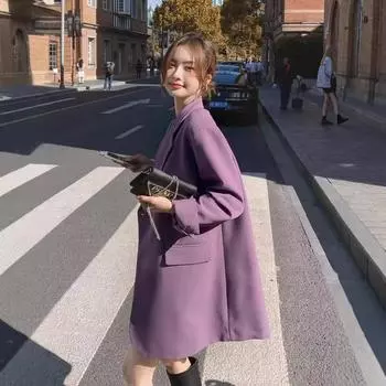 Женский фиолетовый блейзер, женский осенний новый универсальный маленький топ, повседневный маленький костюм S фиолетовый