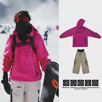 Женский фиолетовый горнолыжный костюм: Водонепроницаемые однобортные и двухбортные сноубордические штаны, модный американский повседневный дизайн унисекс 2XL