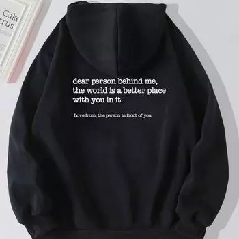 Женский флисовый свитер с длинными рукавами и надписью, карманом-кенгуру, затягивающимся шнурком, с капюшоном XS небесно-голубой