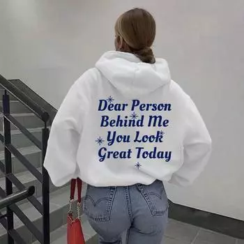 Женский флисовый свитер с длинными рукавами, однотонный, с принтом букв, карманом-кенгуру, с капюшоном и завязками на завязках XS красный