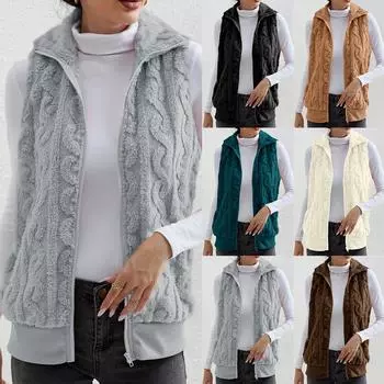 Женский флисовый жилет без рукавов, топы, пальто, зимняя куртка без рукавов