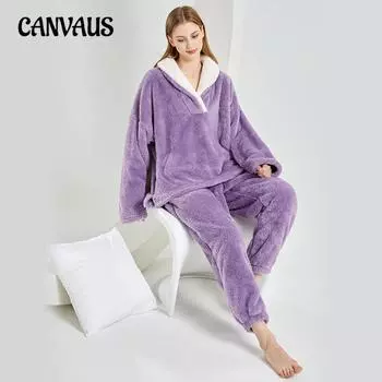 Женский флисовый зимний комплект из флиса большого размера, очень толстый и теплый L серый