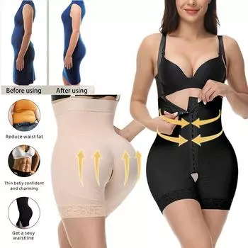 Женский формирователь живота, формирователь бедер, эластичный корсет для похудения с высокой талией, корректирующее белье L бежевый