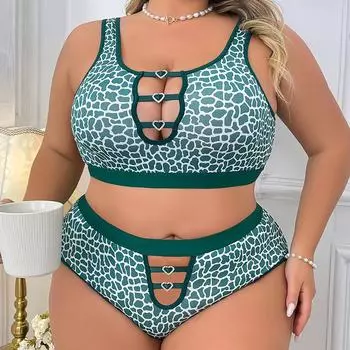 Женский французский сексуальный леопардовый принт легкий комплект нижнего белья сборка анти-провисание стильный комплект нижнего белья с вырезами дышащий мягкий комплект нижнего белья Plus XL