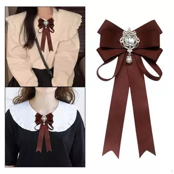 Женский галстук-бабочка, воротник, нагрудник, ювелирные изделия, модное жабо, корсаж для дам, рубашка на шею для девочек кофейный