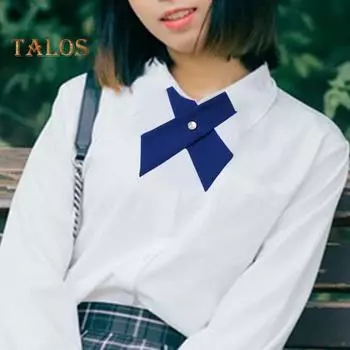 Женский галстук-рубашка, однотонный дизайн, простая застежка-пряжка, крест-накрест, галстук для выпускного, униформа, студенческий галстук вино красного