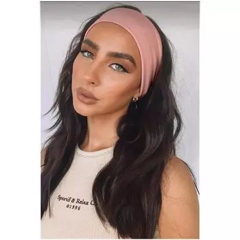 Женский гибкий хлопковый ободок для волос пудрово-розового цвета