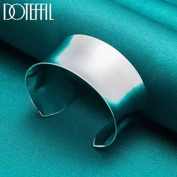 Женский гладкий открытый браслет из стерлингового серебра 925 пробы, модные свадебные украшения 6.5cm