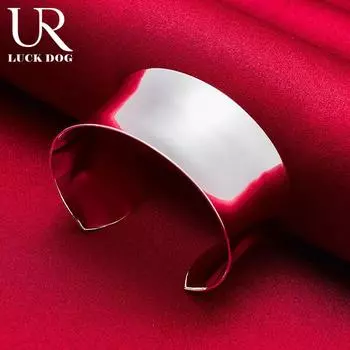 Женский гладкий открытый браслет из стерлингового серебра 925 пробы, модные свадебные украшения 65MM