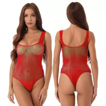 Женский глянцевый сетчатый комбинезон без рукавов, боди, топ, купальник синий