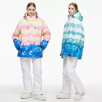 Женский горнолыжный костюм, комплект из горнолыжной куртки и брюк, водонепроницаемый ветрозащитный зимний комбинезон, утепленное теплое зимнее пальто для катания на лыжах и сноуборде для женщин S