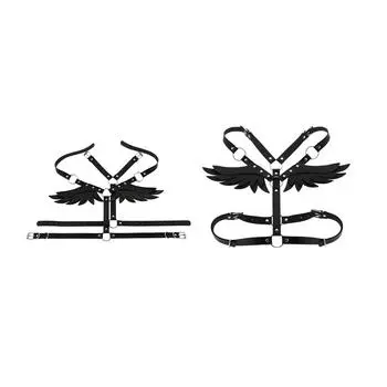 Женский готический сексуальный кожаный ремень-хомутик с крыльями ангела