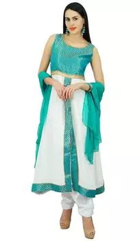 Женский готовый этнический костюм курта Atasi с Dupatta Bollywood Salwaar 10 белый