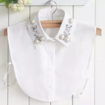 Женский гвоздь ручной работы, полукруглая бусина с острым вырезом, шифоновый накладной воротник, универсальное украшение, полурубашка, стильный накладной воротник белый