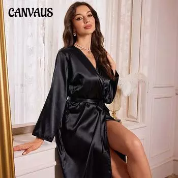 Женский халат большого размера, сексуальный, с длинными рукавами, модная повседневная домашняя одежда, длинная пижама со шнуровкой S розовый