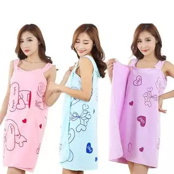 Женский халат, полотенце, носимая юбка, платье для девочек, халат из микрофибры светло-розовый