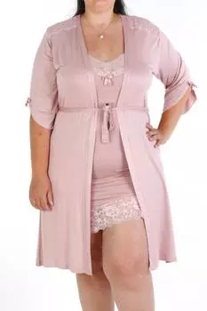 Женский халат, туника, ночная рубашка, двойной комплект, большие размеры