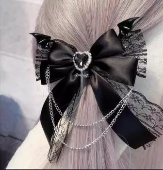 Женский Харадзюку Стимпанк Ручной работы Головной убор Двойные хвостики Субкультура Японские Острые Девушки Лолита Y2K Готический бант Заколки для волос