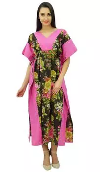 Женский хлопковый кафтан Bimba с длинными панелями, кимоно, кафтан с завязками на талии, ночь 10 розовый