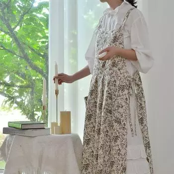 Женский хлопковый льняной фартук для кухни, цветочного магазина, сада, флористики, выпечки, чистых фартуков, водонепроницаемый, регулируемый, длинный, для платья OneSize