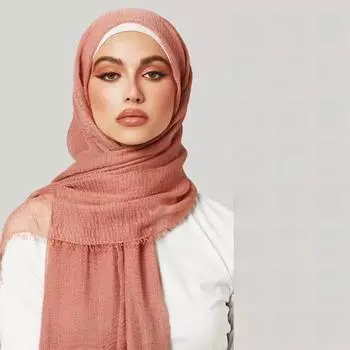 Женский хлопковый льняной шелковый шарф - всесезонный, однотонный, универсальный, как головной убор и как солнцезащитный козырек 180x90cm