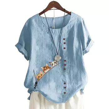 Женский хлопковый повседневный топ с круглым вырезом и короткими рукавами, 11 цветов S розовый