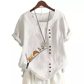 Женский хлопковый повседневный топ с круглым вырезом и короткими рукавами, 11 цветов S розовый