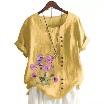 Женский хлопковый повседневный топ с круглым вырезом и короткими рукавами, 11 цветов S синий