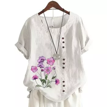 Женский хлопковый повседневный топ с круглым вырезом и короткими рукавами, 11 цветов S синий