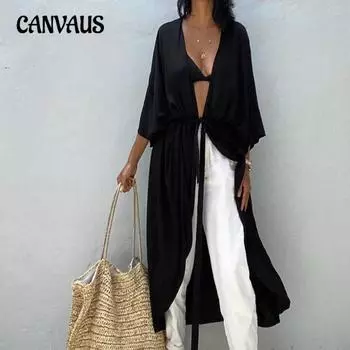 Женский хлопковый солнцезащитный кардиган бикини накидка купальник верхняя одежда для отдыха на пляже платья one size белый