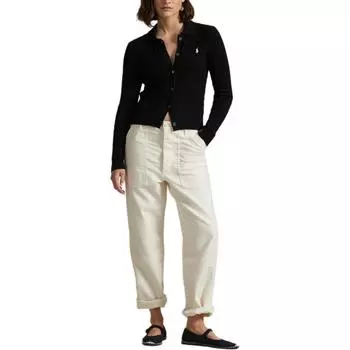 Женский хлопковый свитер тонкой вязки «косичка» приталенного кроя Polo Ralph Lauren Черный WMPOSWENDW20448-001 XS