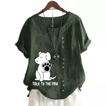 Женский хлопковый топ для отдыха с принтом в 11 потрясающих цветах S зелёный