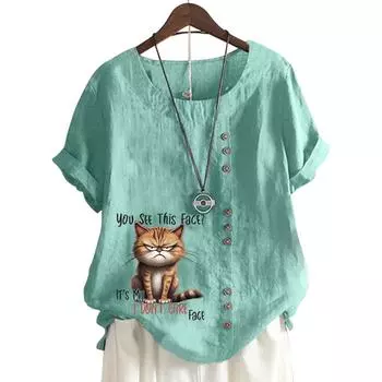 Женский хлопковый топ для отдыха с принтом в 11 потрясающих цветах S зелёный