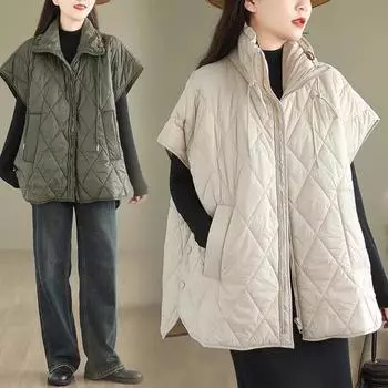 Женский хлопковый жилет осень-зима мода простота удобный пуховый хлопковый жилет темперамент универсальная женская куртка XXL зелёный
