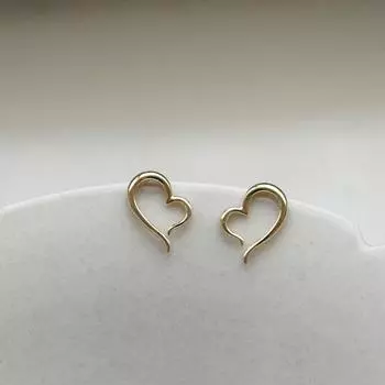 Женский холодный стиль универсальный темперамент простые линии любовь серьги полые серьги для женщин