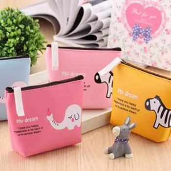 Женский холщовый кошелек на молнии с милыми животными, карман для монет, ключница, сумка, кошелек